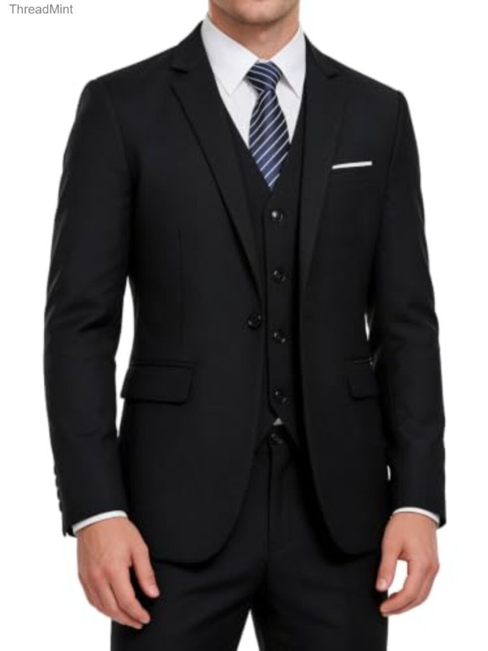 Mens 3 Piece Regular Fit Suit Set Blazer Vest Pants Tuxedo Formal Wedding Prom